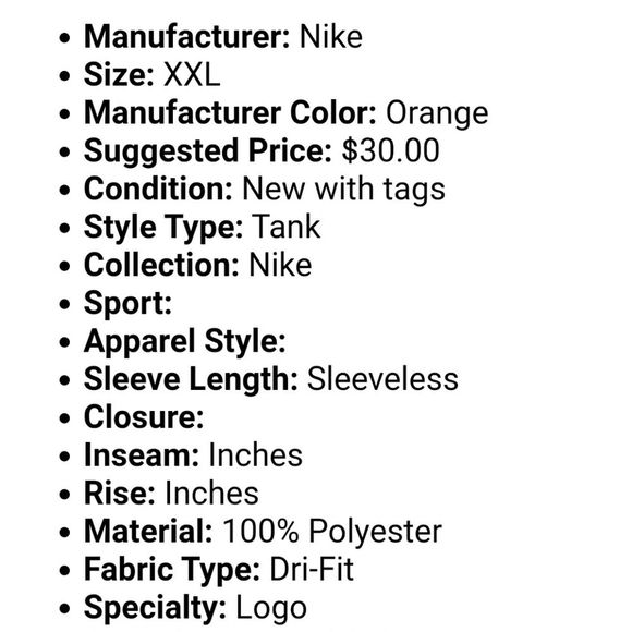 NWT NIKE orange muscle tank  training - Picture 3 of 3